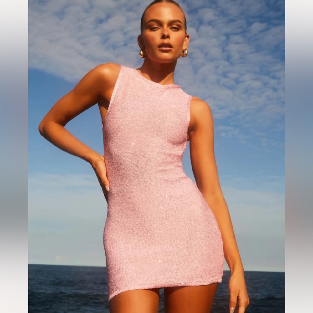 Peppermayo Shimmering Pink Mini Dress